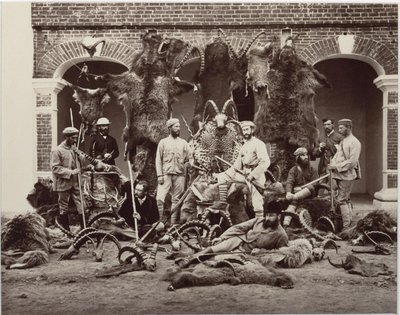 Jagers en trofeeën, India door Samuel Bourne